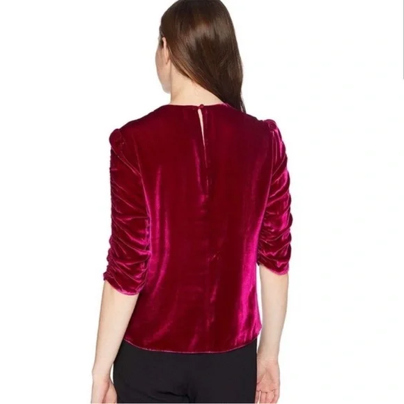 Rebecca Taylor Ruched Sleeves Velvet Top - Picture 2 of 7